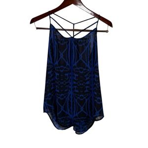 Express Going Out Top Strappy Bright Blue Spaghetti Straps Tank Flowy Lined Sz L